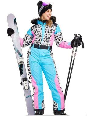 Tipsy Elves Snow Leopard Winter Ski Suit New XS Women's Snowboarding Fun Pastel